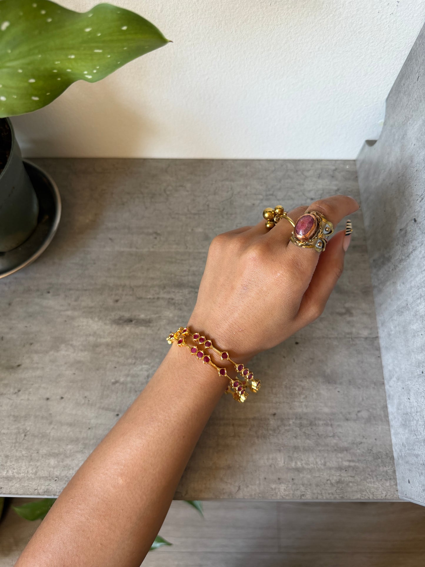 Ruby Stone Bangles