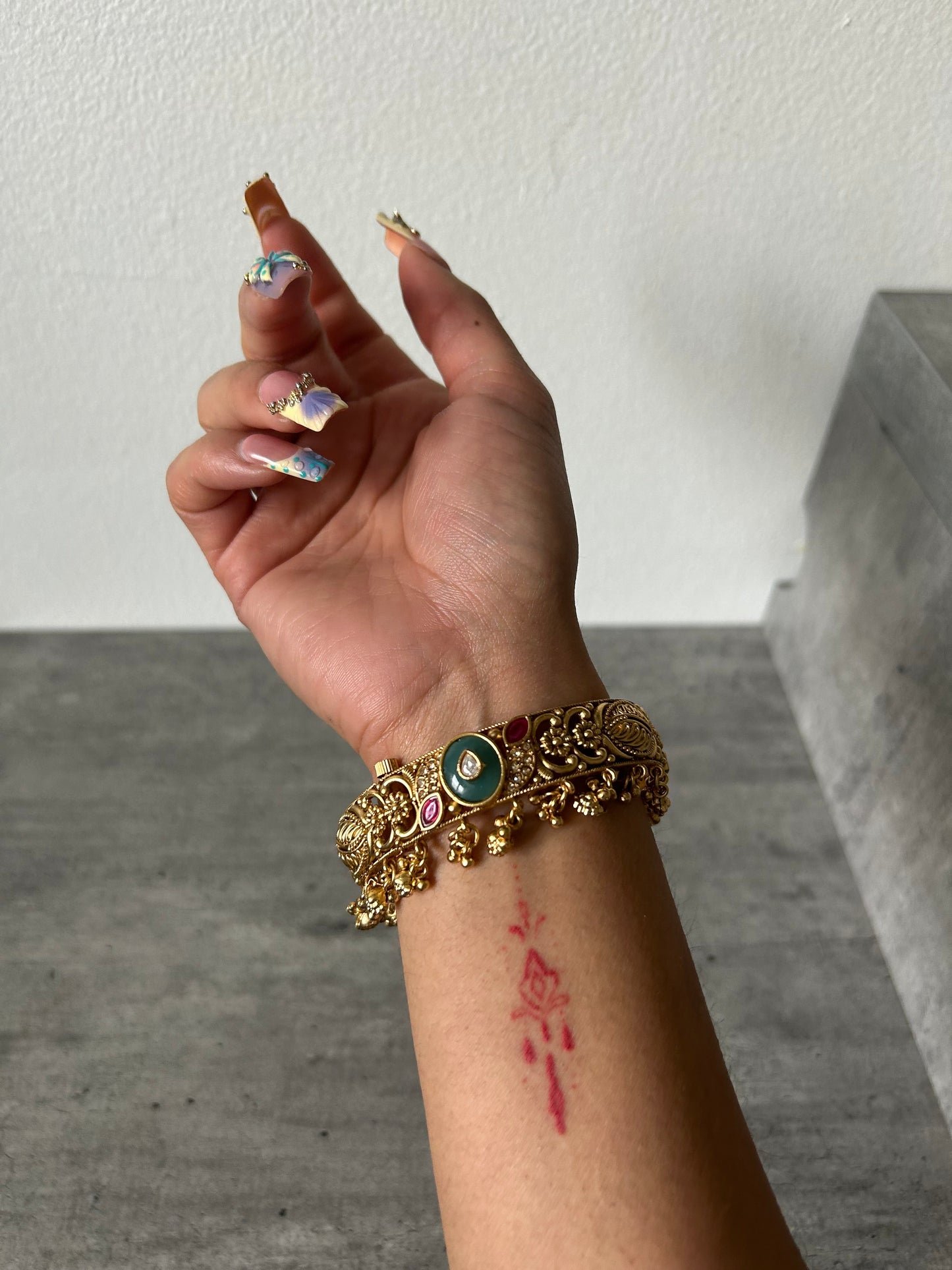 Gold Bangle with Dangles