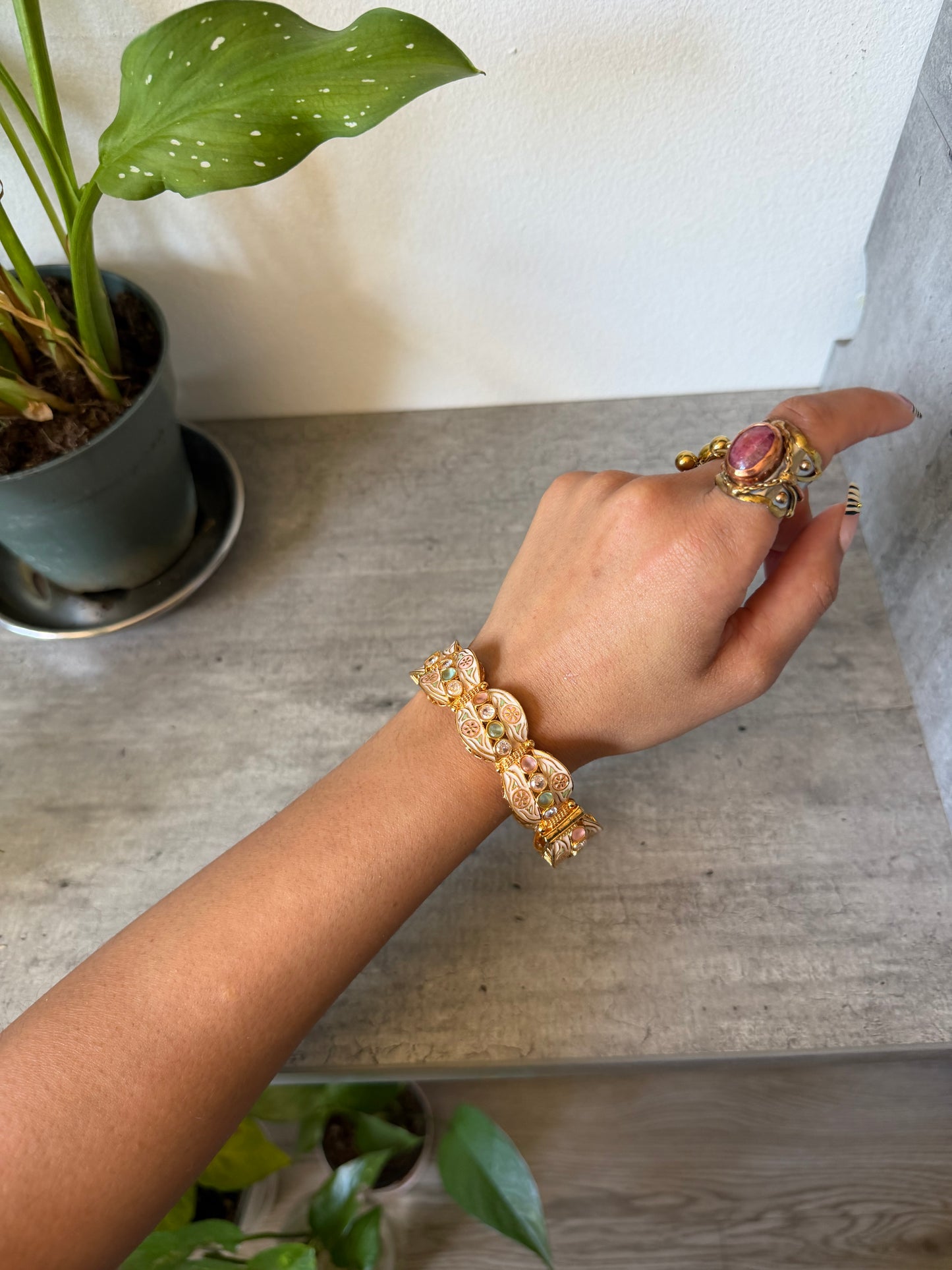 Pink and Jade Bangle