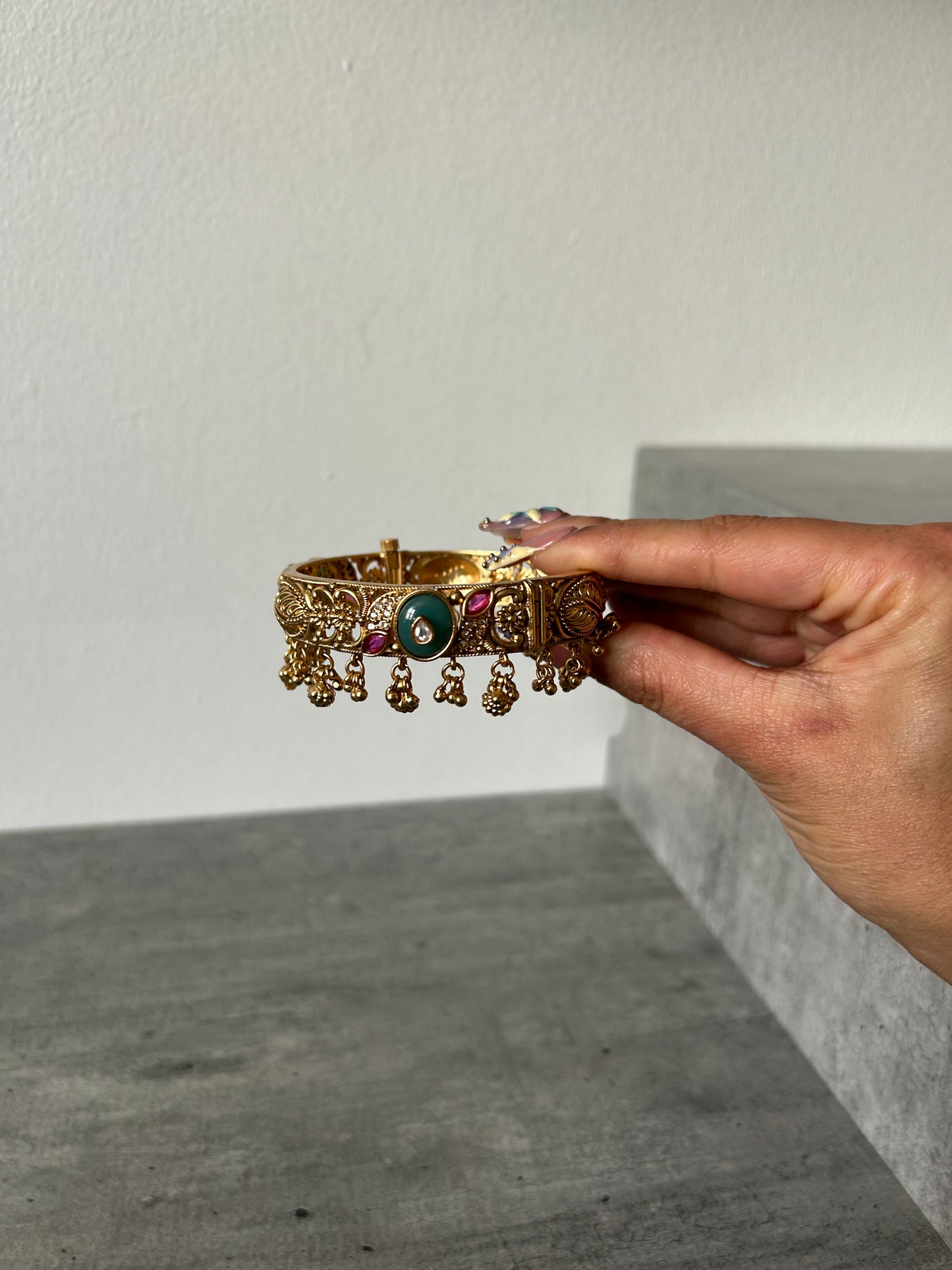Gold Bangle with Dangles