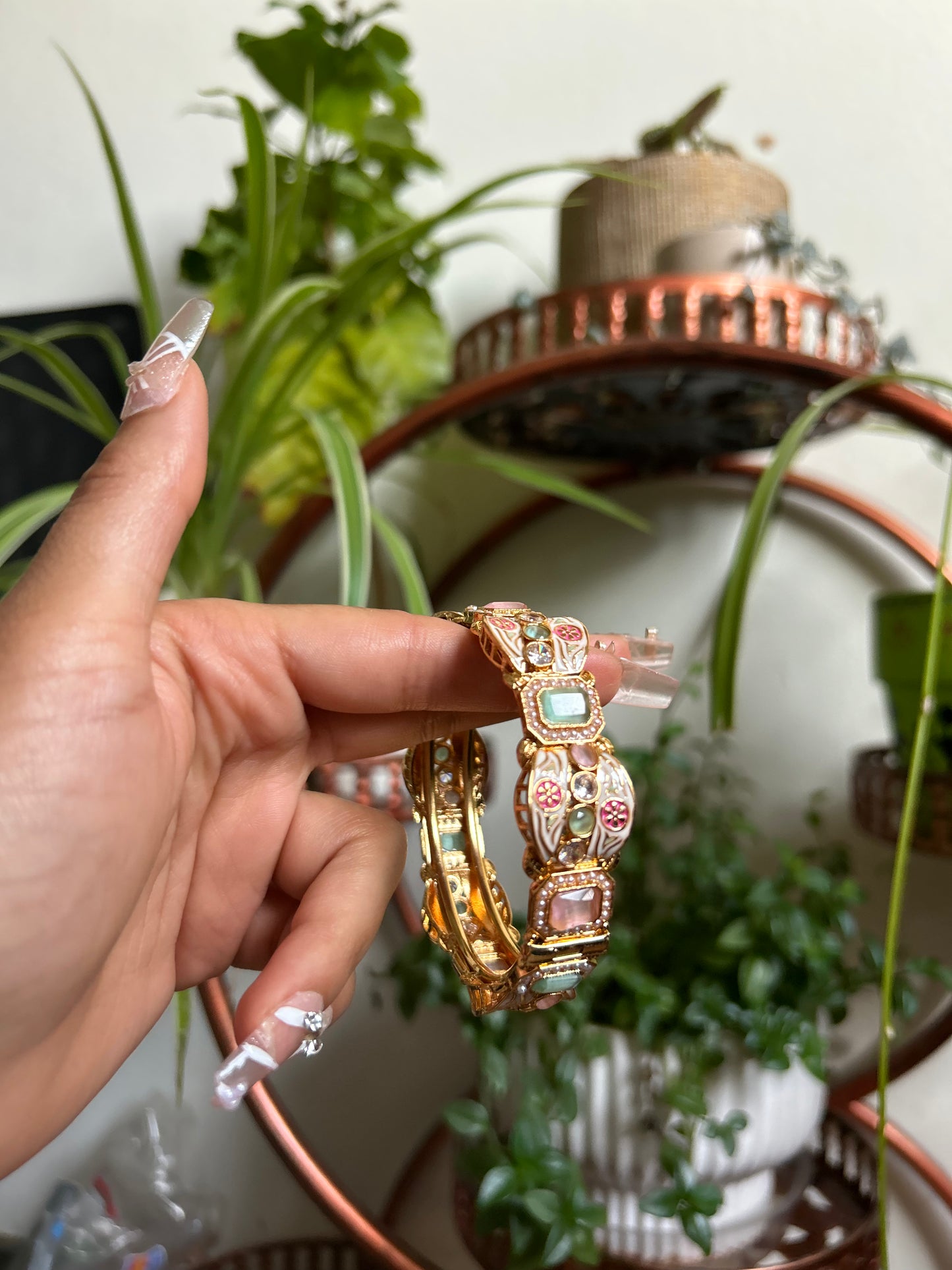 Pink and Jade Bangle