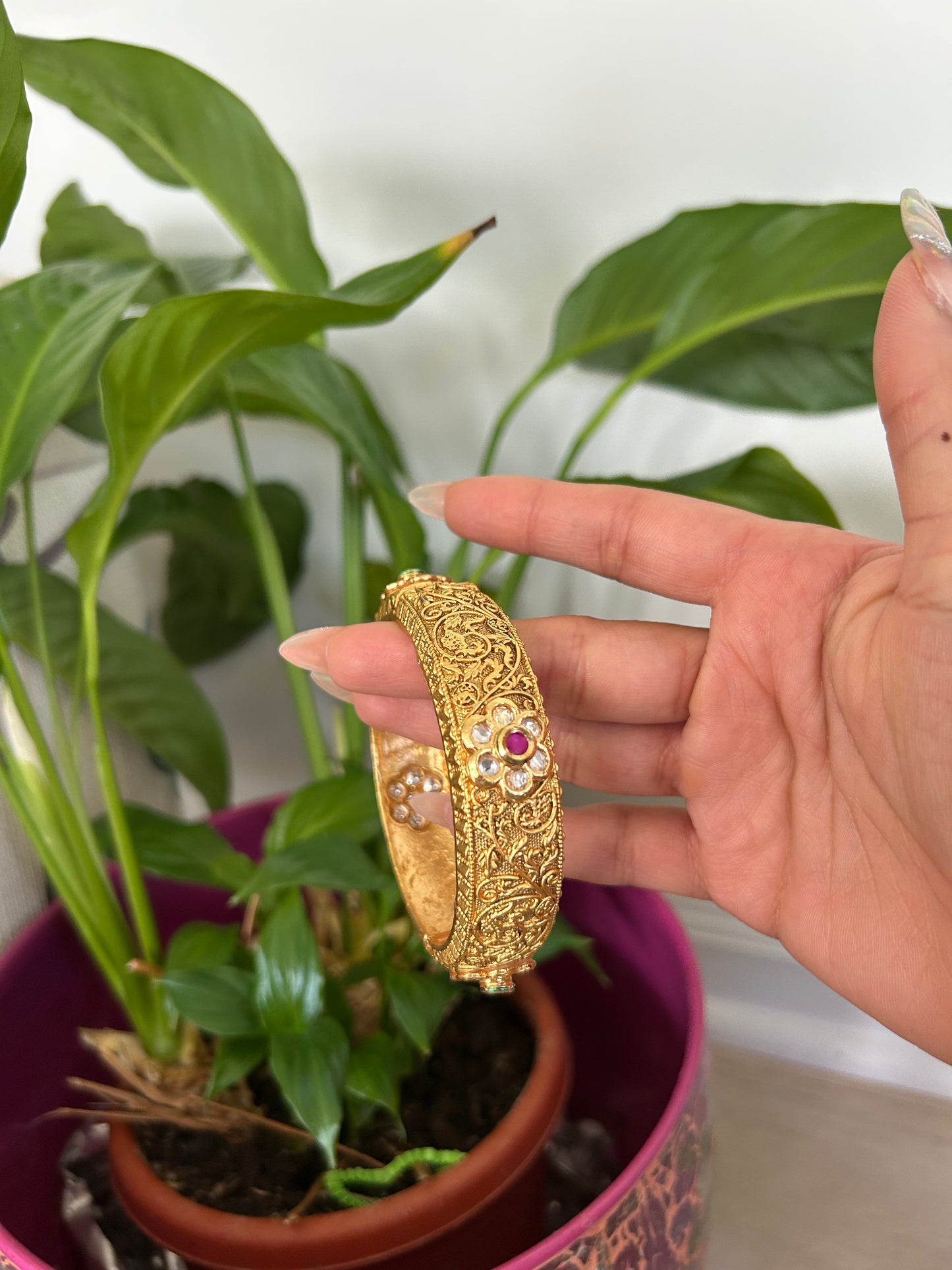 Chunky Flower Bangle