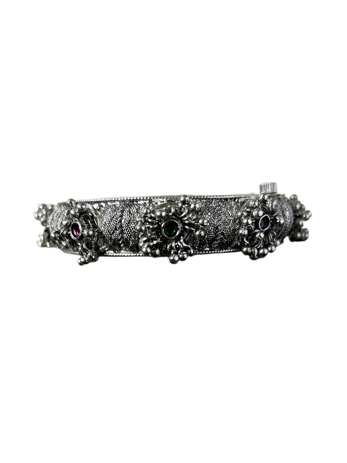 Silver bangle with dangles