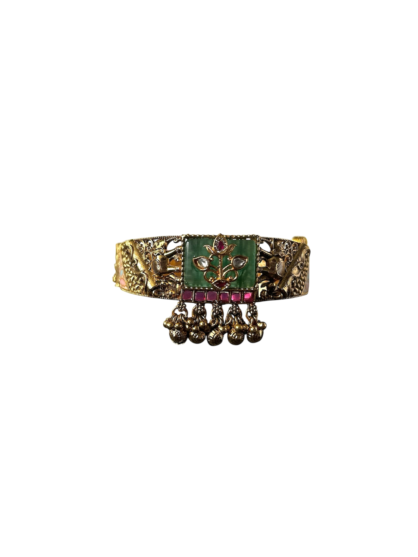 Gold and Green Elephant Bangle