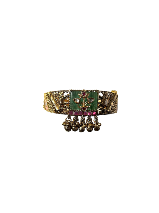Gold and Green Elephant Bangle